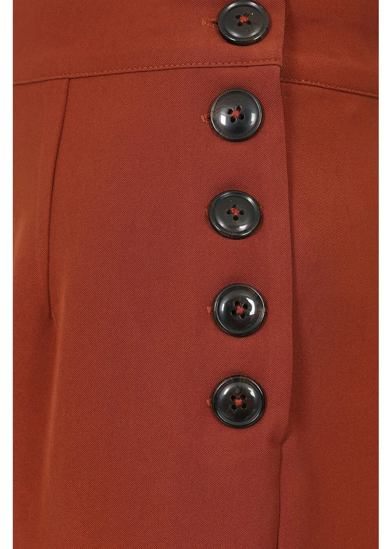 Hell Bunny Ginger 40's Swing Trousers Brown New In