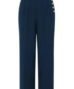 Hell Bunny Ginger 40's Swing Trosuers Petrol Blue New In