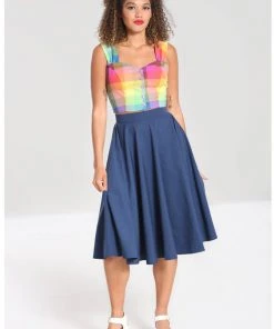 Hell Bunny Abi 50's Swing Skirt Navy