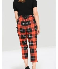 Hell Bunny Clementine Tartan 60's Trousers Orange New In