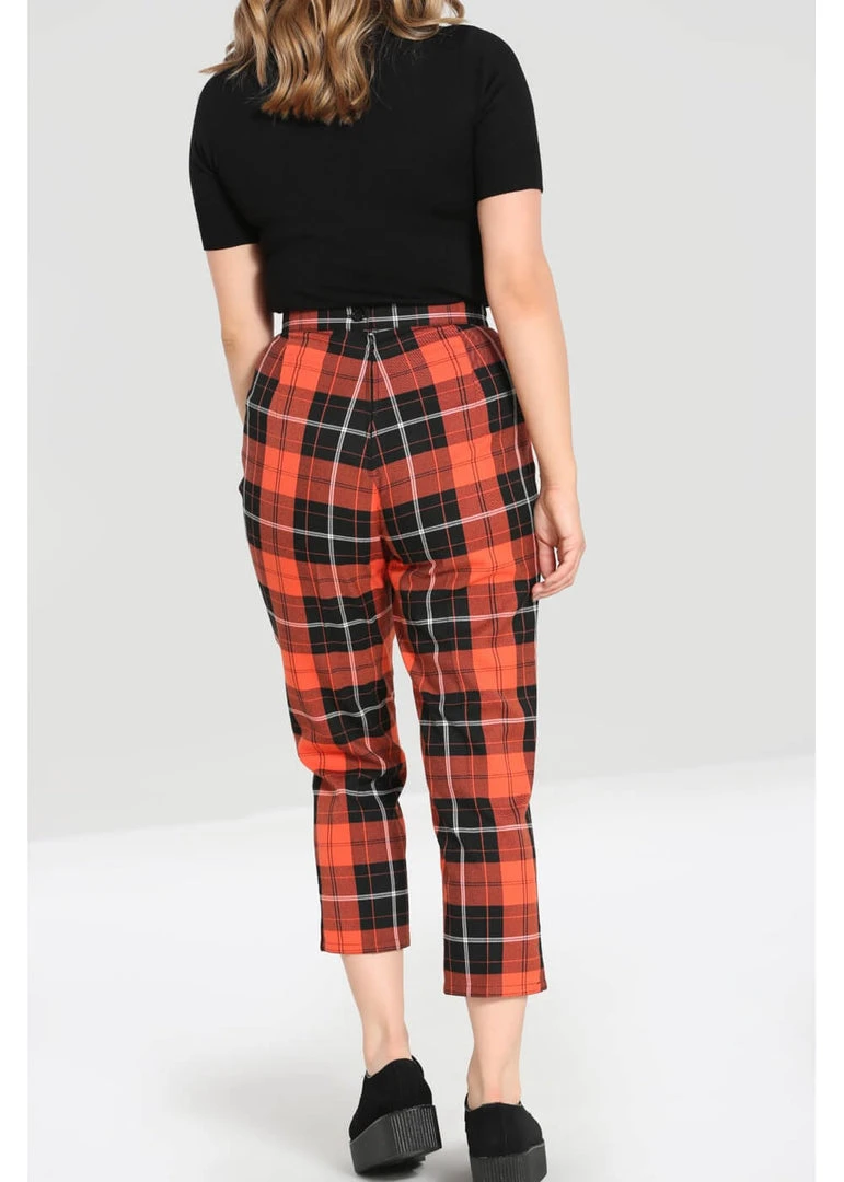 Hell Bunny Clementine Tartan 60's Trousers Orange New In