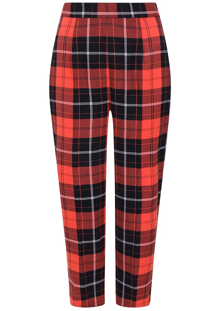 Hell Bunny Clementine Tartan 60's Trousers Orange New In