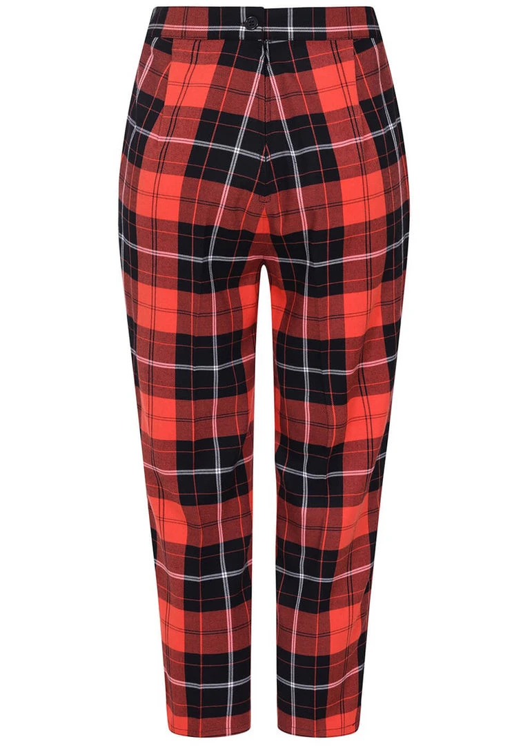 Hell Bunny Clementine Tartan 60's Trousers Orange New In