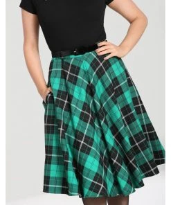 New In Hell Bunny Beryl Tartan 50's Swing Skirt Green