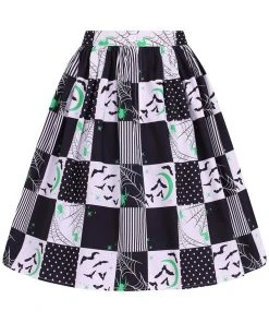 Hell Bunny Annie Bats 50's Swing Skirt Black White New In