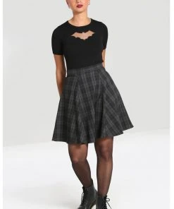 Hell Bunny Gail 50's Skater Skirt Grey