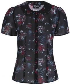 Hell Bunny Poseidon 60's Blouse Black