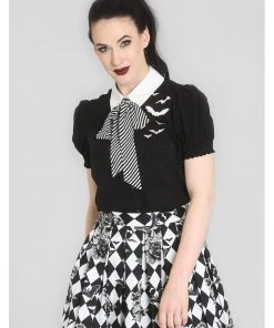 Hell Bunny Trixie Bats Blouse Black