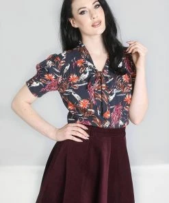 New In Hell Bunny Heron Birds 40's Blouse Black