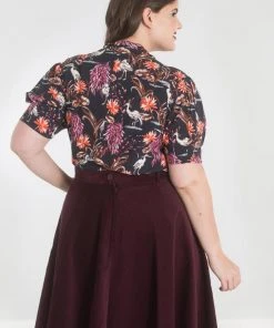 New In Hell Bunny Heron Birds 40's Blouse Black