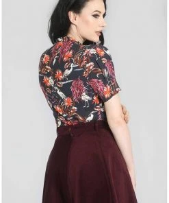 New In Hell Bunny Heron Birds 40's Blouse Black