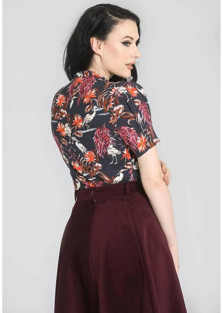 New In Hell Bunny Heron Birds 40's Blouse Black