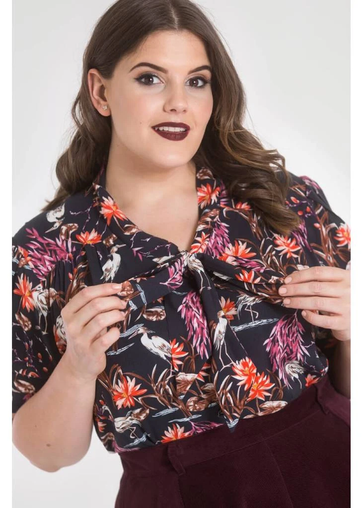 New In Hell Bunny Heron Birds 40's Blouse Black