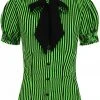 Hell Bunny Humbug 40's Blouse Black Green