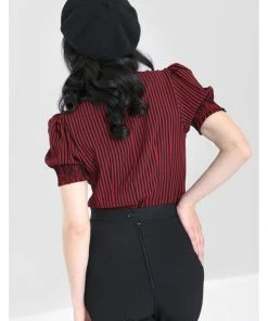 Hell Bunny Humbug 40's Blouse Black Red New In