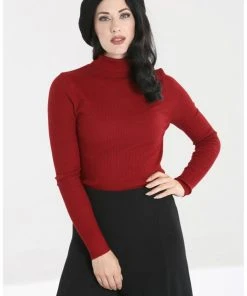 New In Hell Bunny Spiros 60's Jumper Burgundy