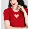 New In Hell Bunny Heart 60's Top Red