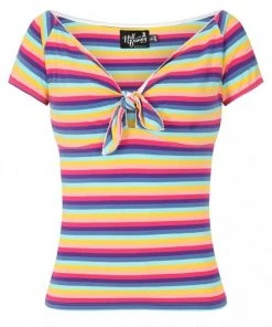 Hell Bunny Harmony Rainbow 50's Top Multi Colour