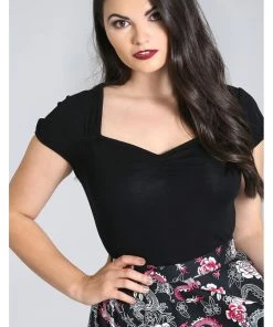 Hell Bunny Mia 50's Top In Black New In