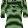 New In Hell Bunny Warlock Striped 60's Top Black Green