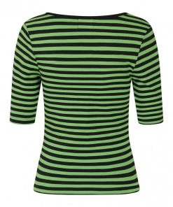 New In Hell Bunny Warlock Striped 60's Top Black Green