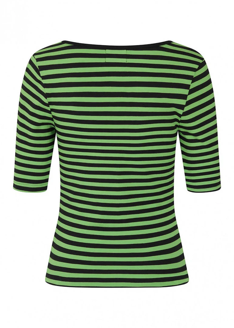 New In Hell Bunny Warlock Striped 60's Top Black Green