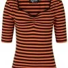New In Hell Bunny Warlock Striped 60's Top Black Orange