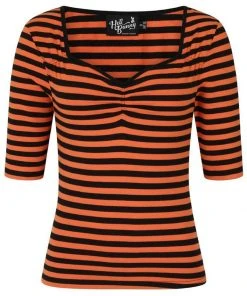 New In Hell Bunny Warlock Striped 60's Top Black Orange