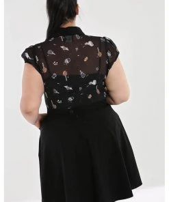 Hell Bunny Trick Or Treat 40's Blouse Black