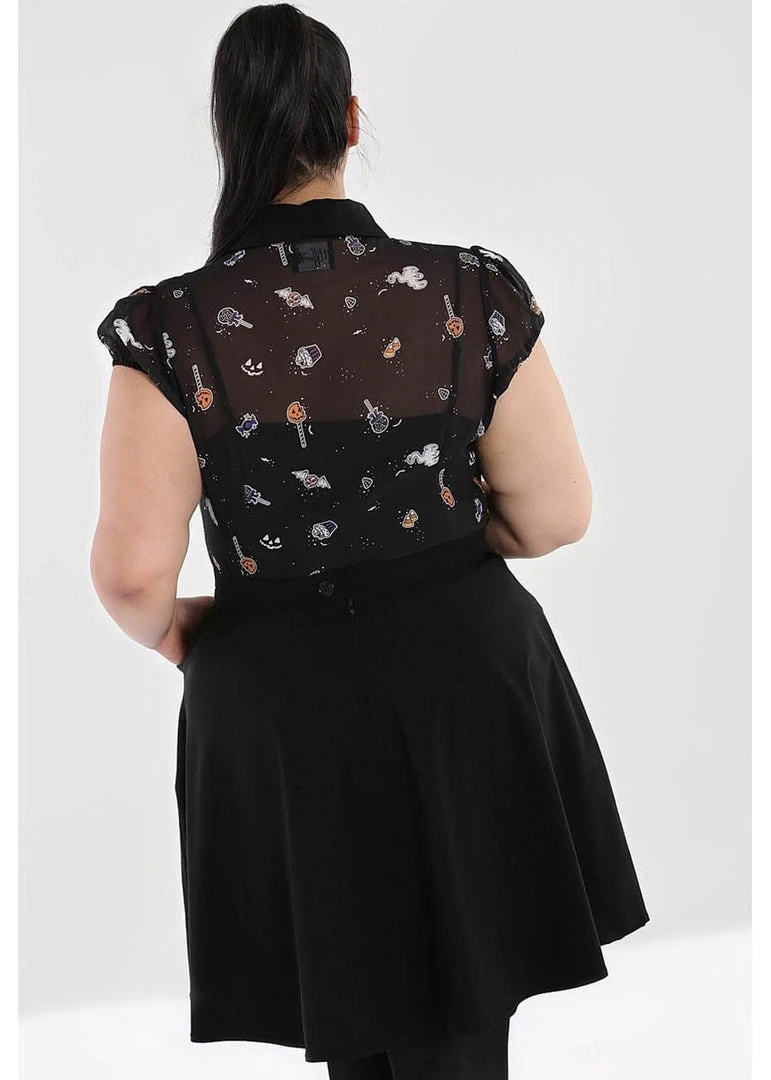 Hell Bunny Trick Or Treat 40's Blouse Black