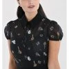 Hell Bunny Trick Or Treat 40's Blouse Black