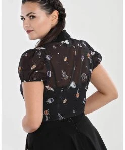 Hell Bunny Trick Or Treat 40's Blouse Black