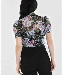 Hell Bunny Magnolia 40's Blouse Black