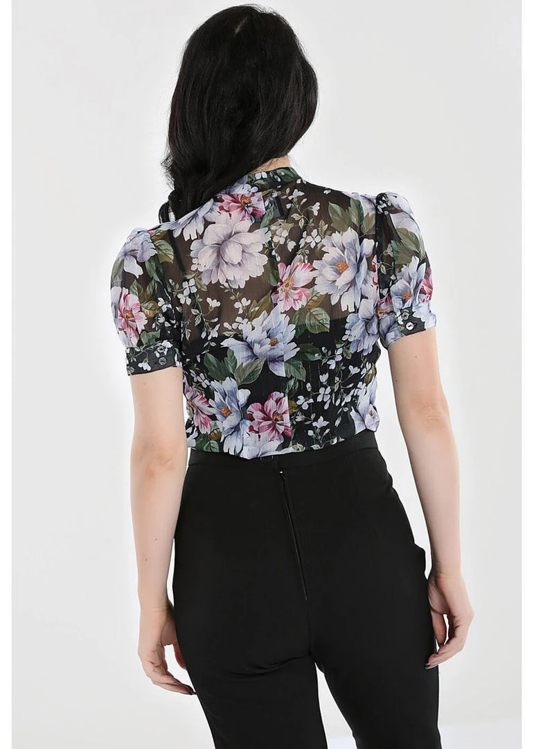 Hell Bunny Magnolia 40's Blouse Black