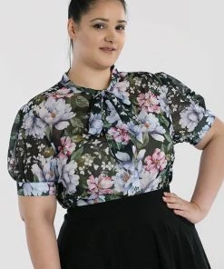 Hell Bunny Magnolia 40's Blouse Black