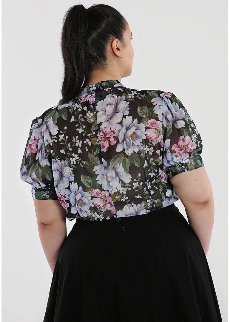Hell Bunny Magnolia 40's Blouse Black