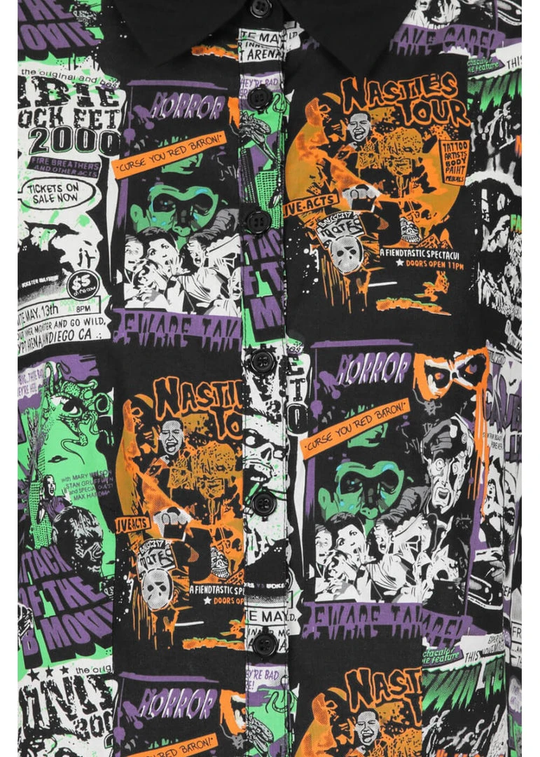 Hell Bunny Be Afraid 50's Halloween Blouse Multi New In