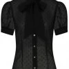 Hell Bunny Frilly Sundae 40's Blouse Black