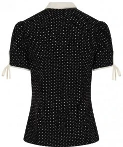 Hell Bunny Miffy Polkadot 40's Blouse Black