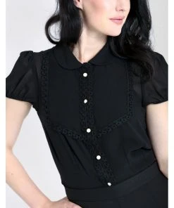 New In Hell Bunny Taffy 40's Blouse Black