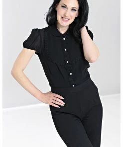 New In Hell Bunny Taffy 40's Blouse Black