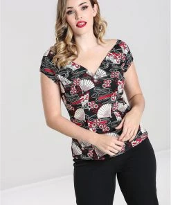 Hell Bunny Lanah Fan 50's Top Black