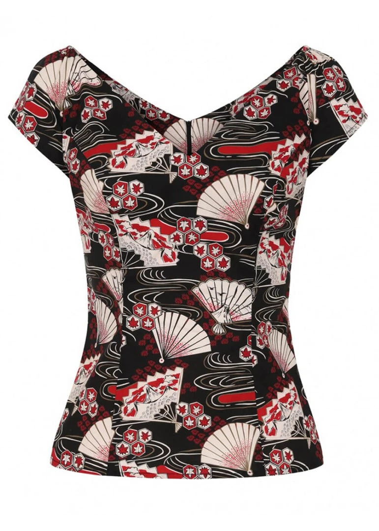 Hell Bunny Lanah Fan 50's Top Black