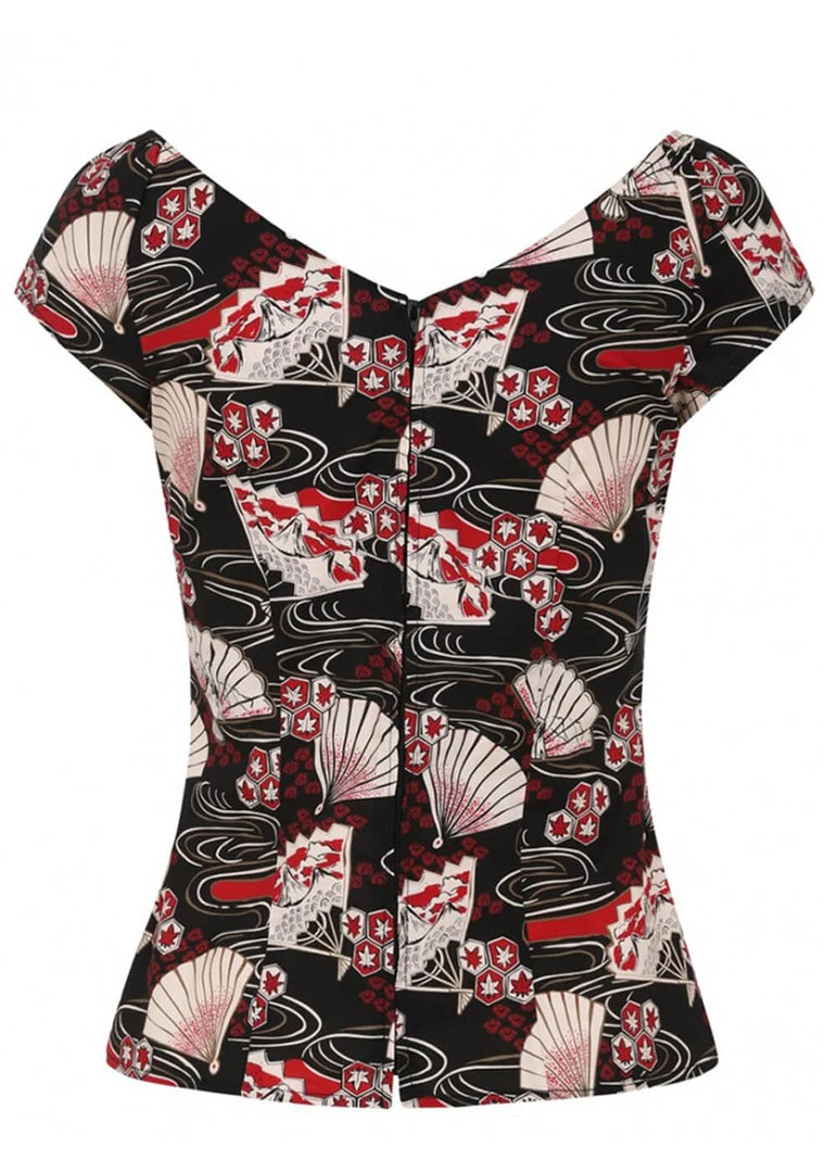 Hell Bunny Lanah Fan 50's Top Black