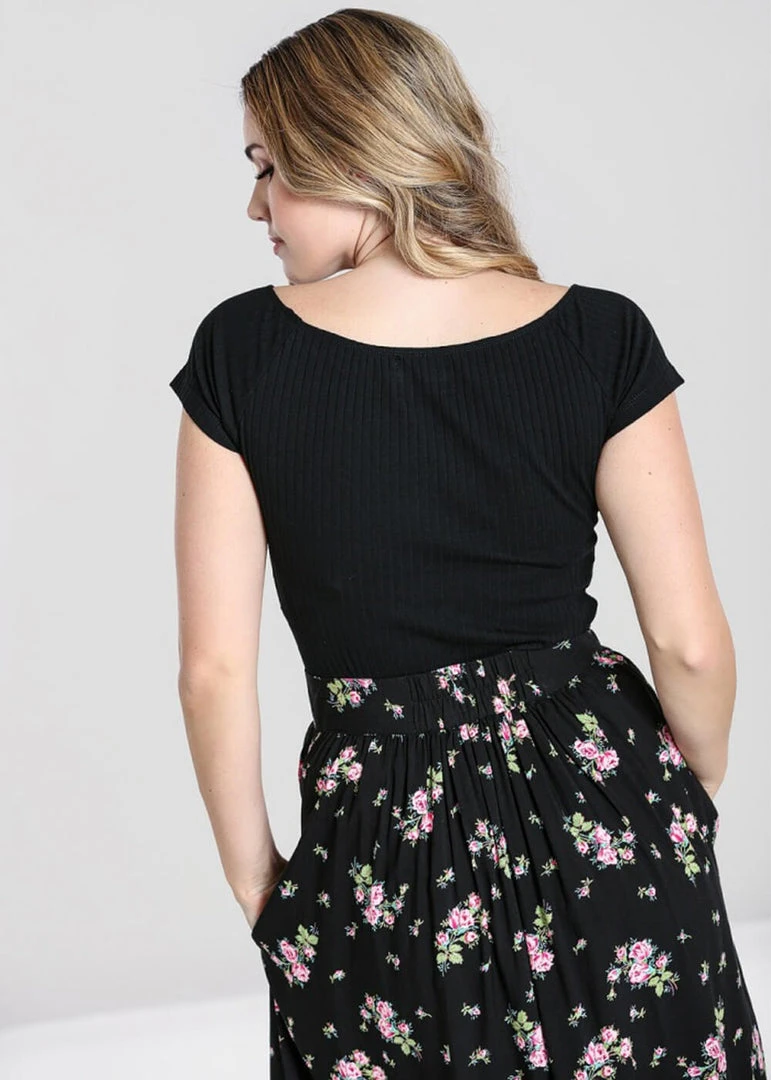 Hell Bunny Kimmie Top Black New In