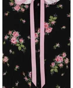 Hell Bunny Bobby Sue Rose 40's Blouse Black New In