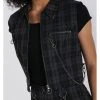 Hell Bunny Cobain Tartan Vest Top Black New In