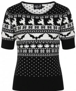 New In Hell Bunny Spook 40's Jumper Black White