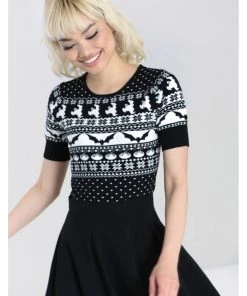 New In Hell Bunny Spook 40's Jumper Black White