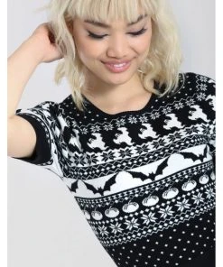 New In Hell Bunny Spook 40's Jumper Black White